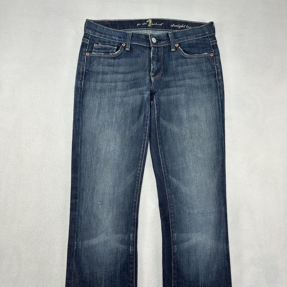 7 For All Mankind Jeans Womens 26 Blue Straight Leg Low Rise Stretch Denim